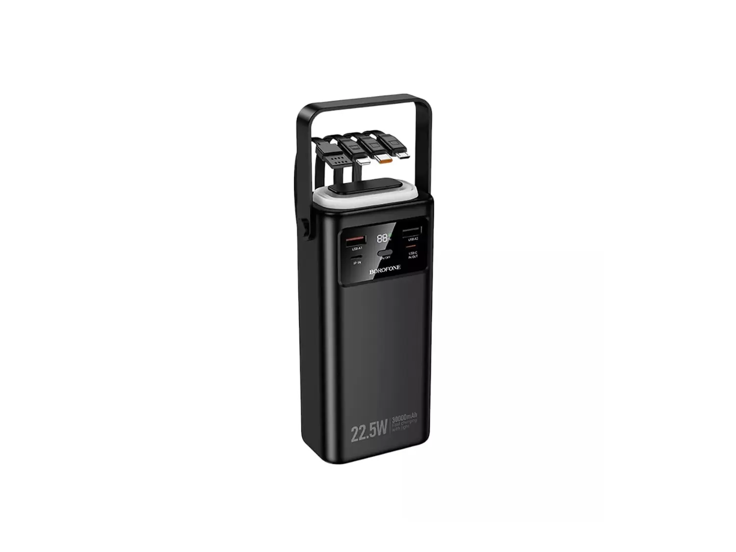 PowerBank Borofone BJ65 30.000 mAh con Lámpara, Color Negro, 22.5W, PD20W 1