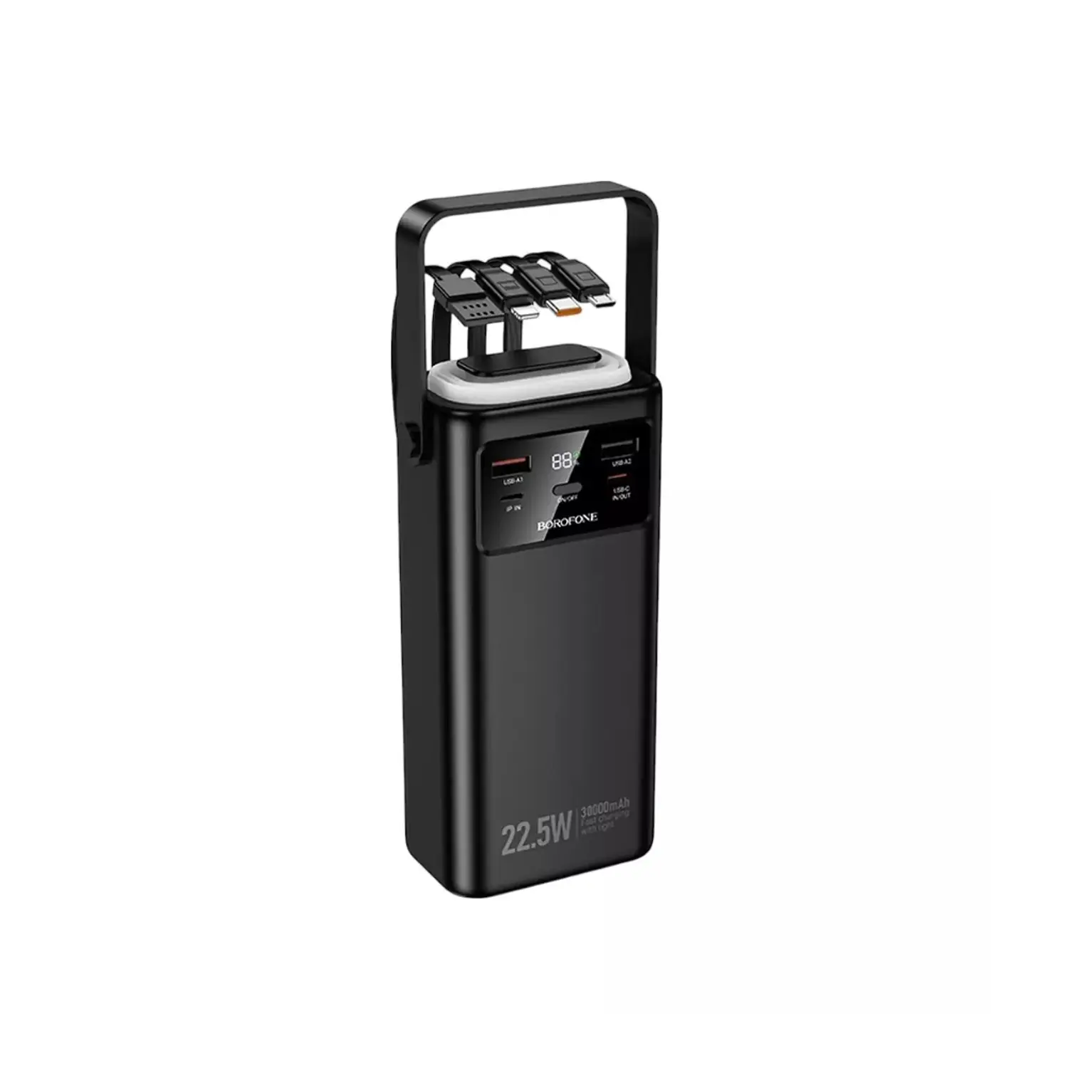 PowerBank Borofone BJ65 30.000 mAh con Lámpara, Color Negro, 22.5W, PD20W 1