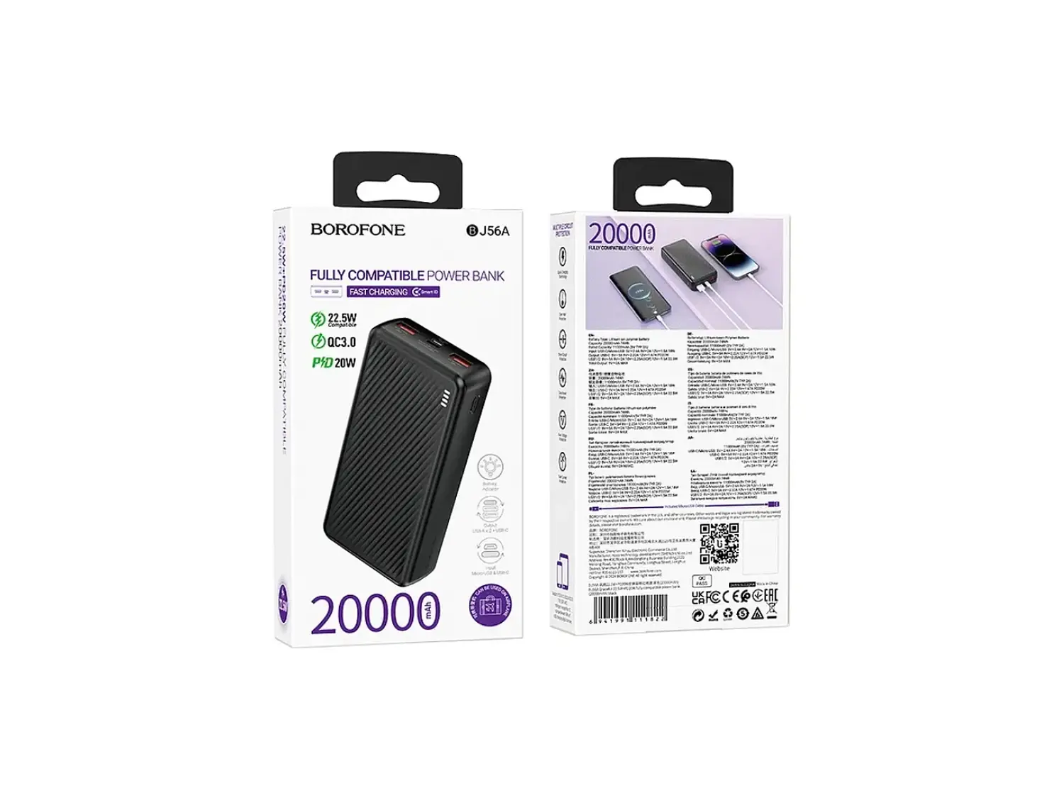 PowerBank Borofone BJ56A 20.000 mAh, Color Negro, 22.5W, PD20W 3