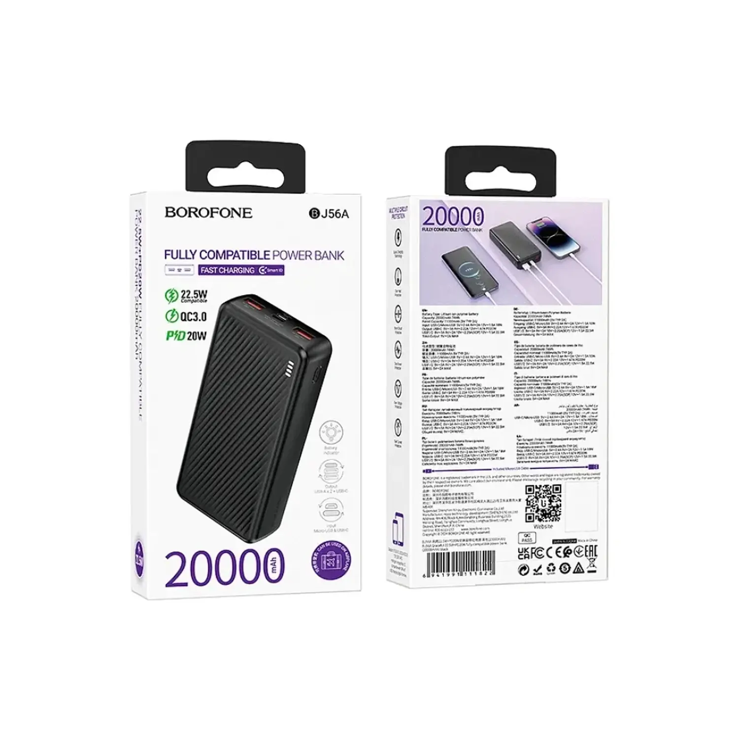 PowerBank Borofone BJ56A 20.000 mAh, Color Negro, 22.5W, PD20W 3