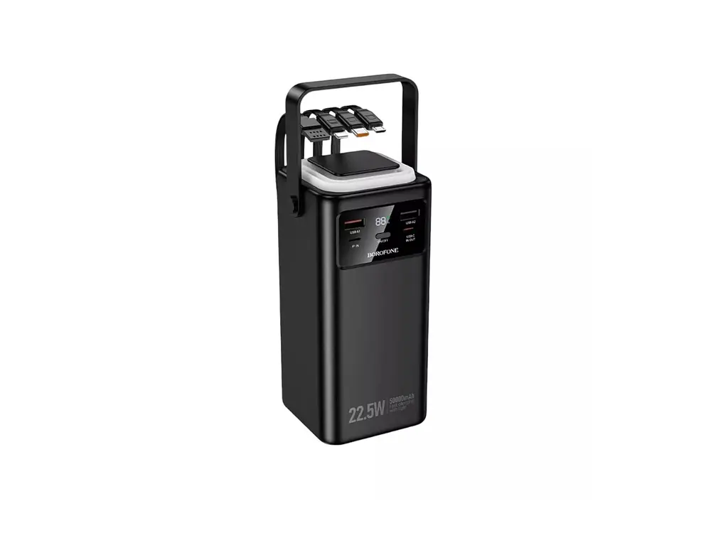 PowerBank Borofone BJ65A 50.000 mAh con Lámpara, Color Negro, 22.5W, PD20W 1