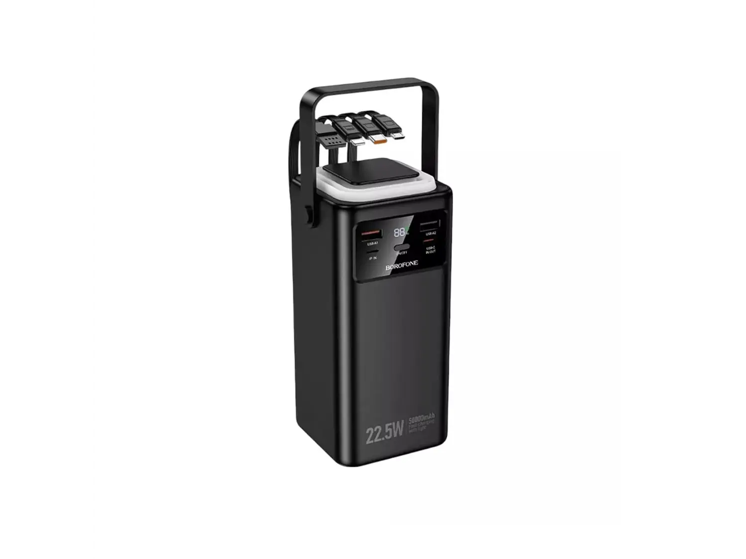 PowerBank Borofone BJ65A 50.000 mAh con Lámpara, Color Negro, 22.5W, PD20W 1