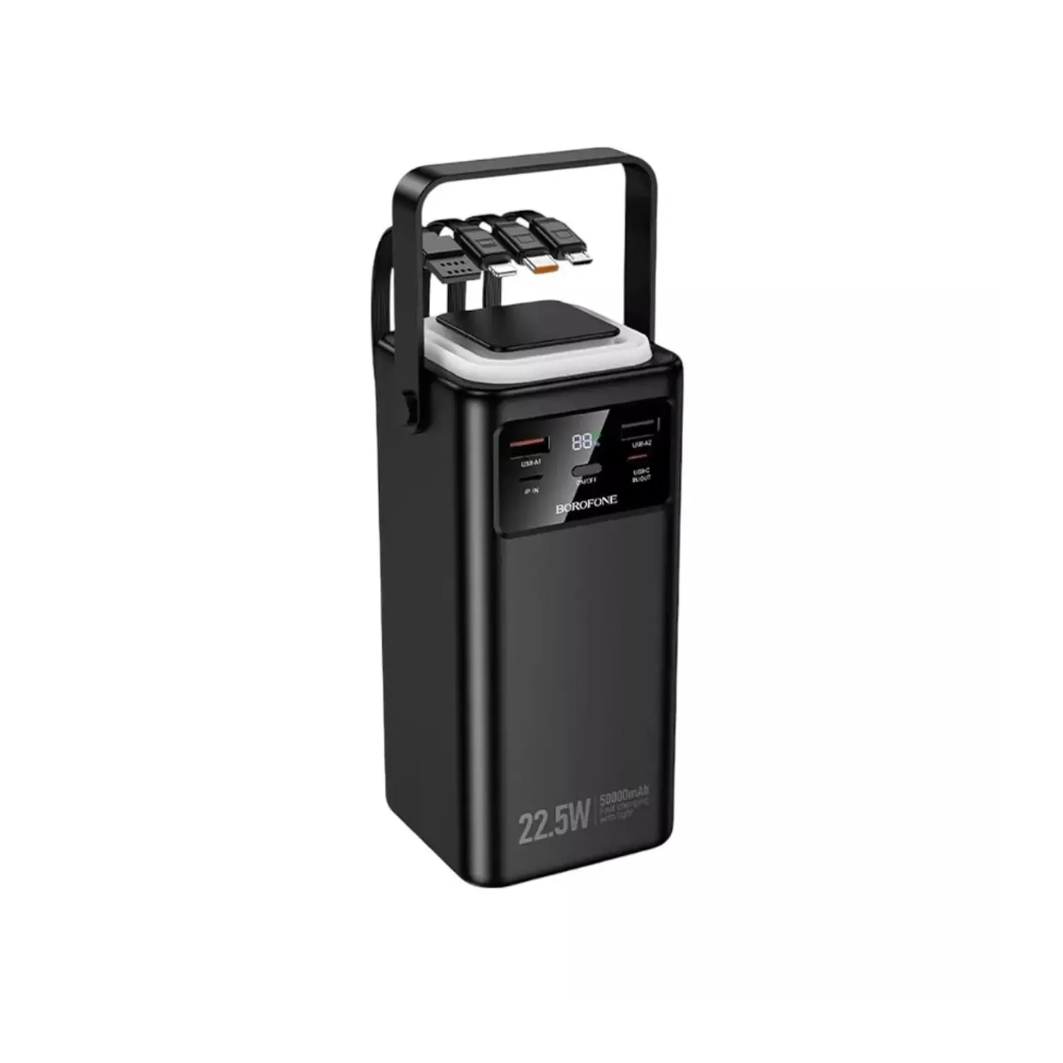 PowerBank Borofone BJ65A 50.000 mAh con Lámpara, Color Negro, 22.5W, PD20W 1
