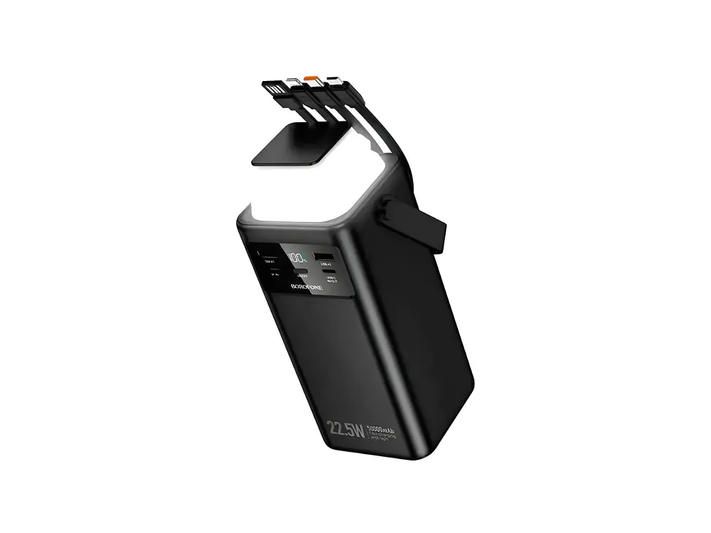 PowerBank Borofone BJ65A 50.000 mAh con Lámpara, Color Negro, 22.5W, PD20W 2