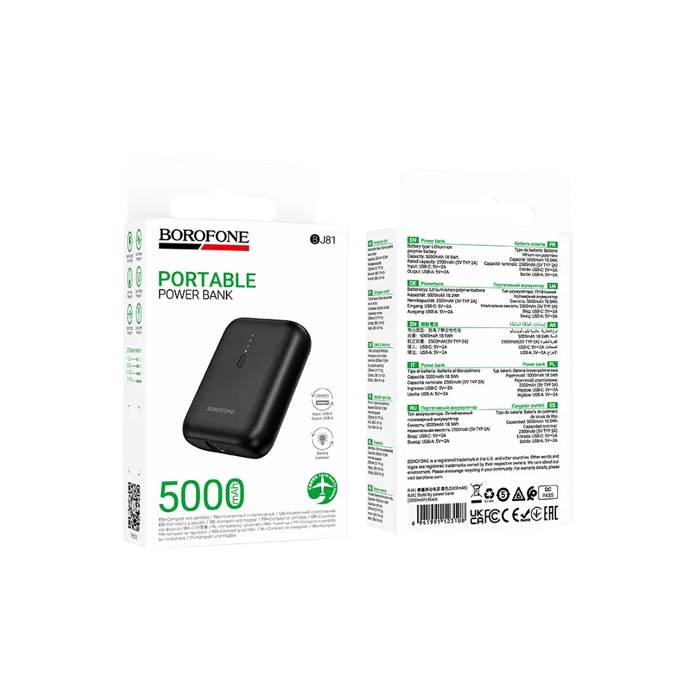 PowerBank Borofone BJ81 5.000 mAh, Color Negro 3