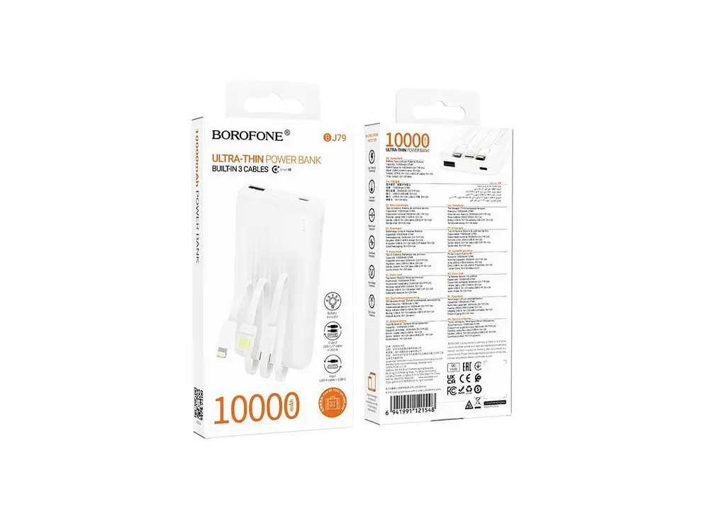 PowerBank Borofone BJ79 Ultra Delgada 10.000 mAh, Color Blanco 3
