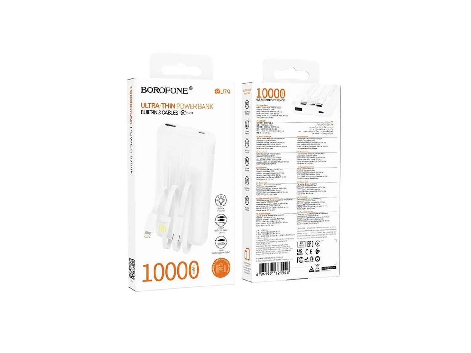 PowerBank Borofone BJ79 Ultra Delgada 10.000 mAh, Color Blanco 3