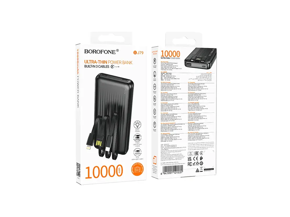 PowerBank Borofone BJ79 Ultra Delgada 10.000 mAh, Color Negro 3