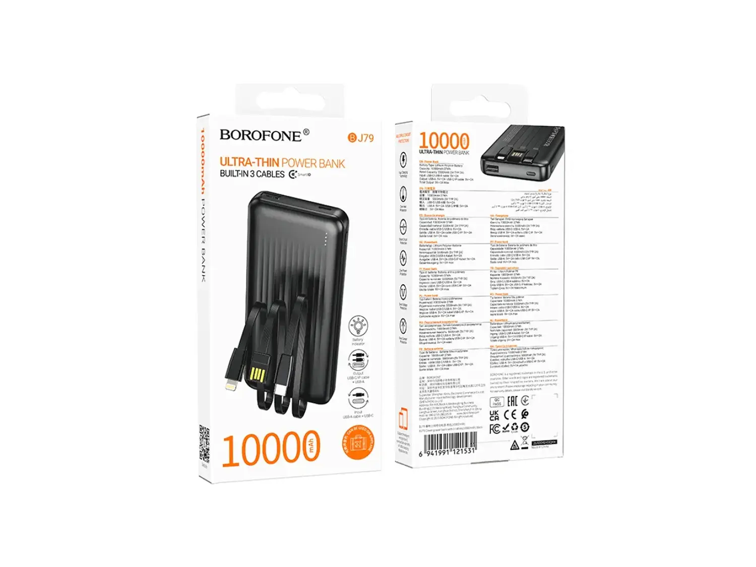 PowerBank Borofone BJ79 Ultra Delgada 10.000 mAh, Color Negro 3