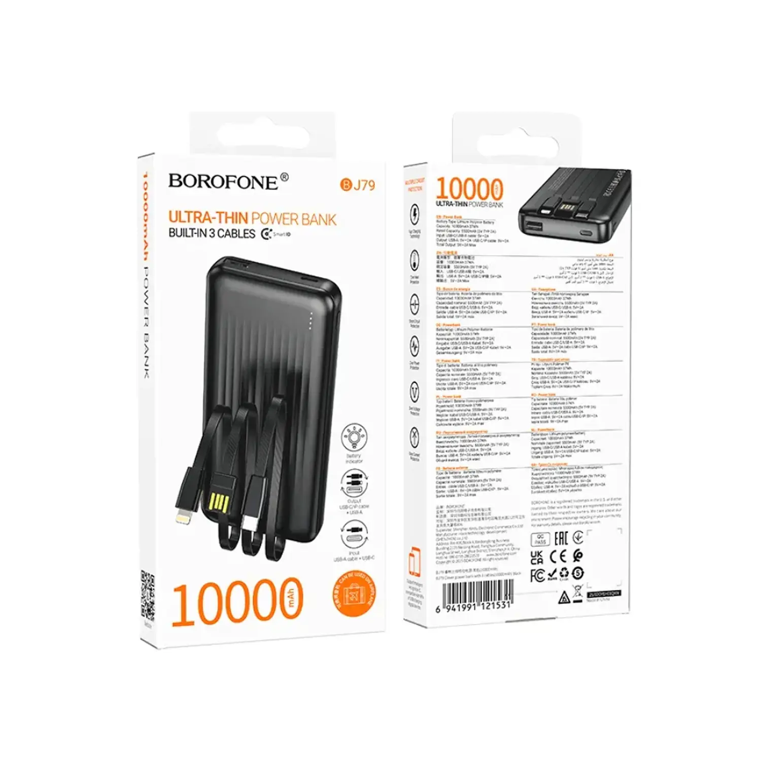 PowerBank Borofone BJ79 Ultra Delgada 10.000 mAh, Color Negro 3