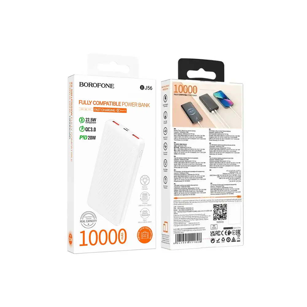 PowerBank Borofone BJ56 10.000 mAh, Color Blanco, 22.5W, PD20W 3