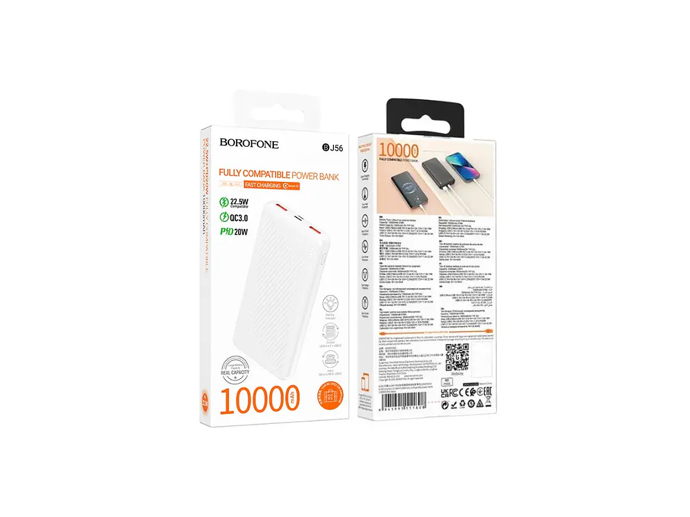 PowerBank Borofone BJ56 10.000 mAh, Color Blanco, 22.5W, PD20W 3