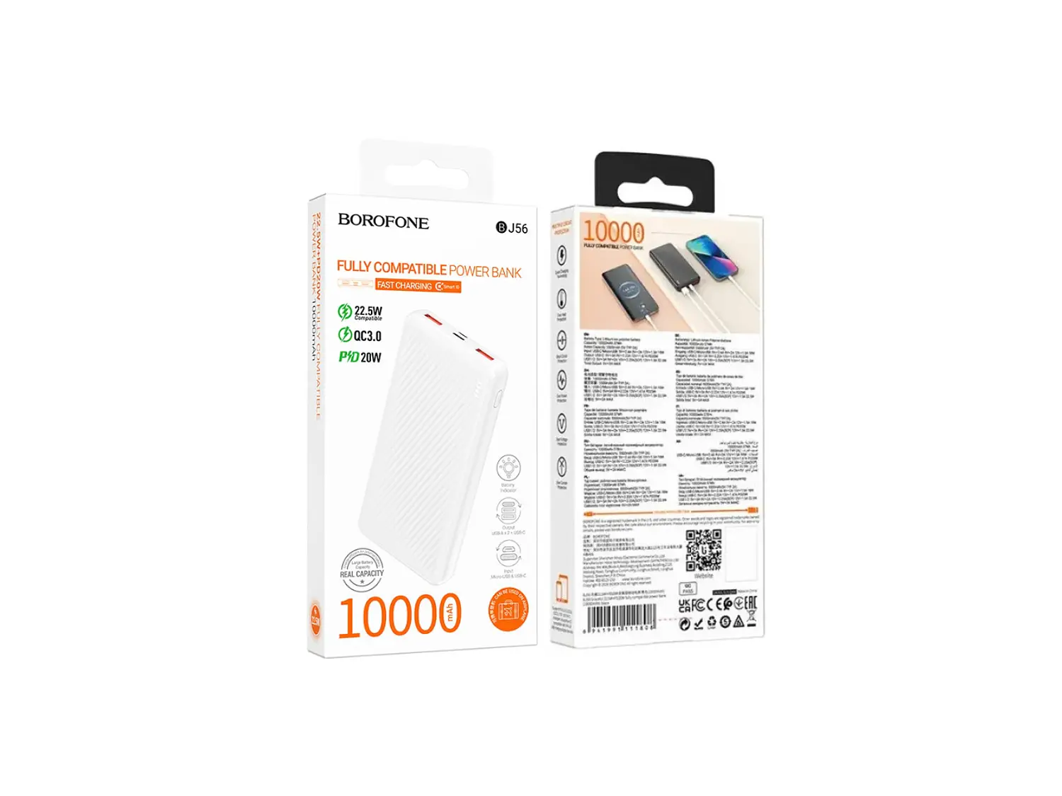 PowerBank Borofone BJ56 10.000 mAh, Color Blanco, 22.5W, PD20W 3