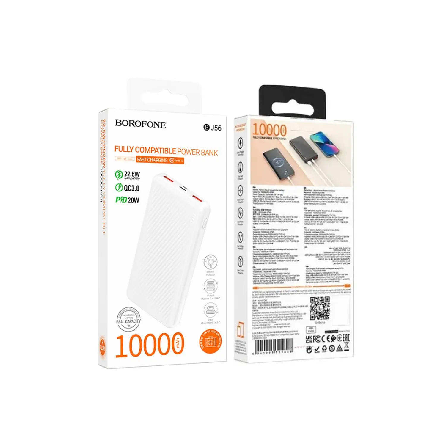 PowerBank Borofone BJ56 10.000 mAh, Color Blanco, 22.5W, PD20W 3