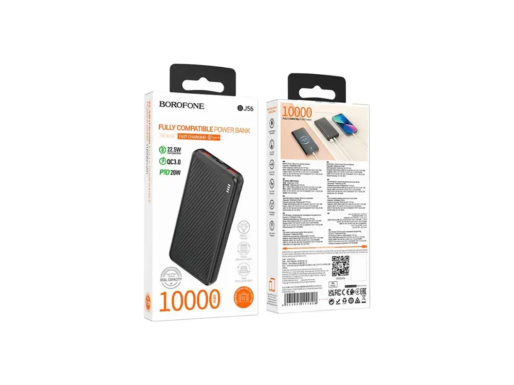 PowerBank Borofone BJ56 10.000 mAh, Color Negro, 22.5W, PD20W 3