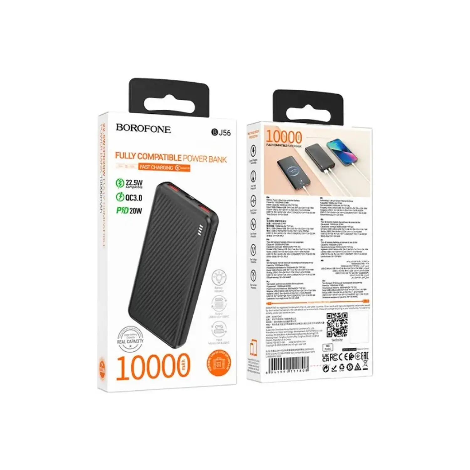 PowerBank Borofone BJ56 10.000 mAh, Color Negro, 22.5W, PD20W 3