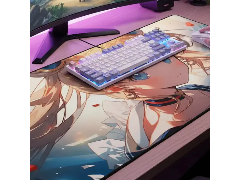 Escritorio Gamer RGB, 120Cm x 60Cm, Color Blanco, + Mousepad Gamer 70 x 30 3