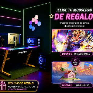 Escritorio Gamer RGB, 120Cm x 60Cm, Color Negro, + Mousepad Gamer 70 x 30