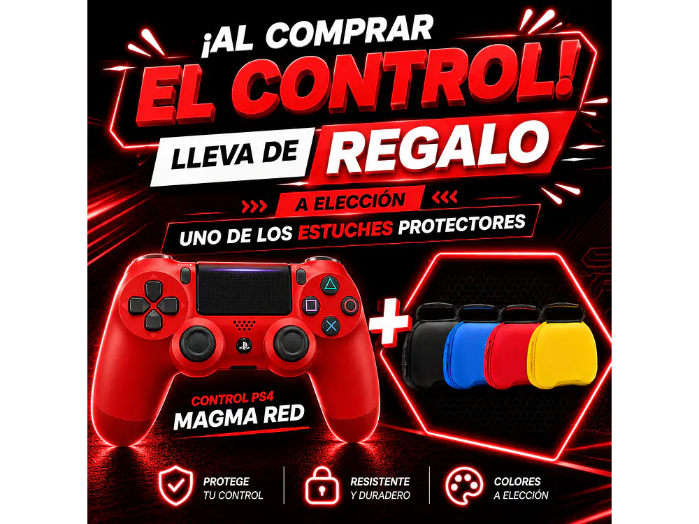 Control Original Sony PS4 Dualshock 4, Color Magma Red (Reacondicionado) 1