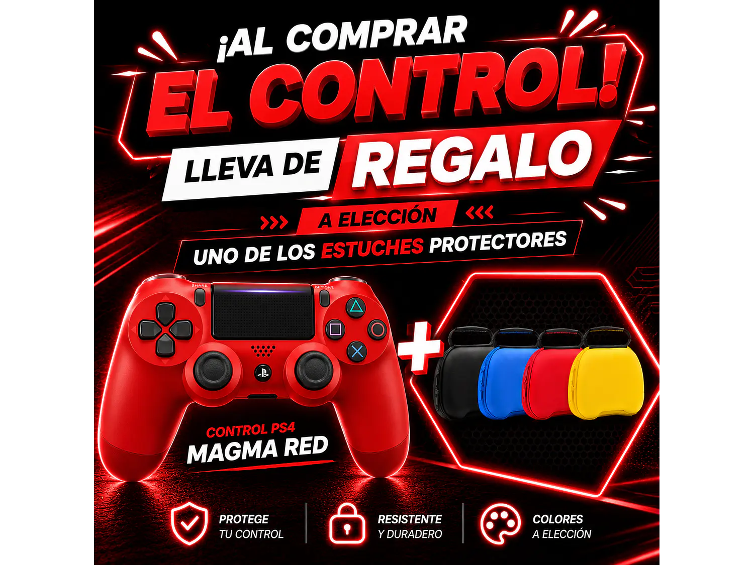 Control Original Sony PS4 Dualshock 4, Color Magma Red (Reacondicionado) 1