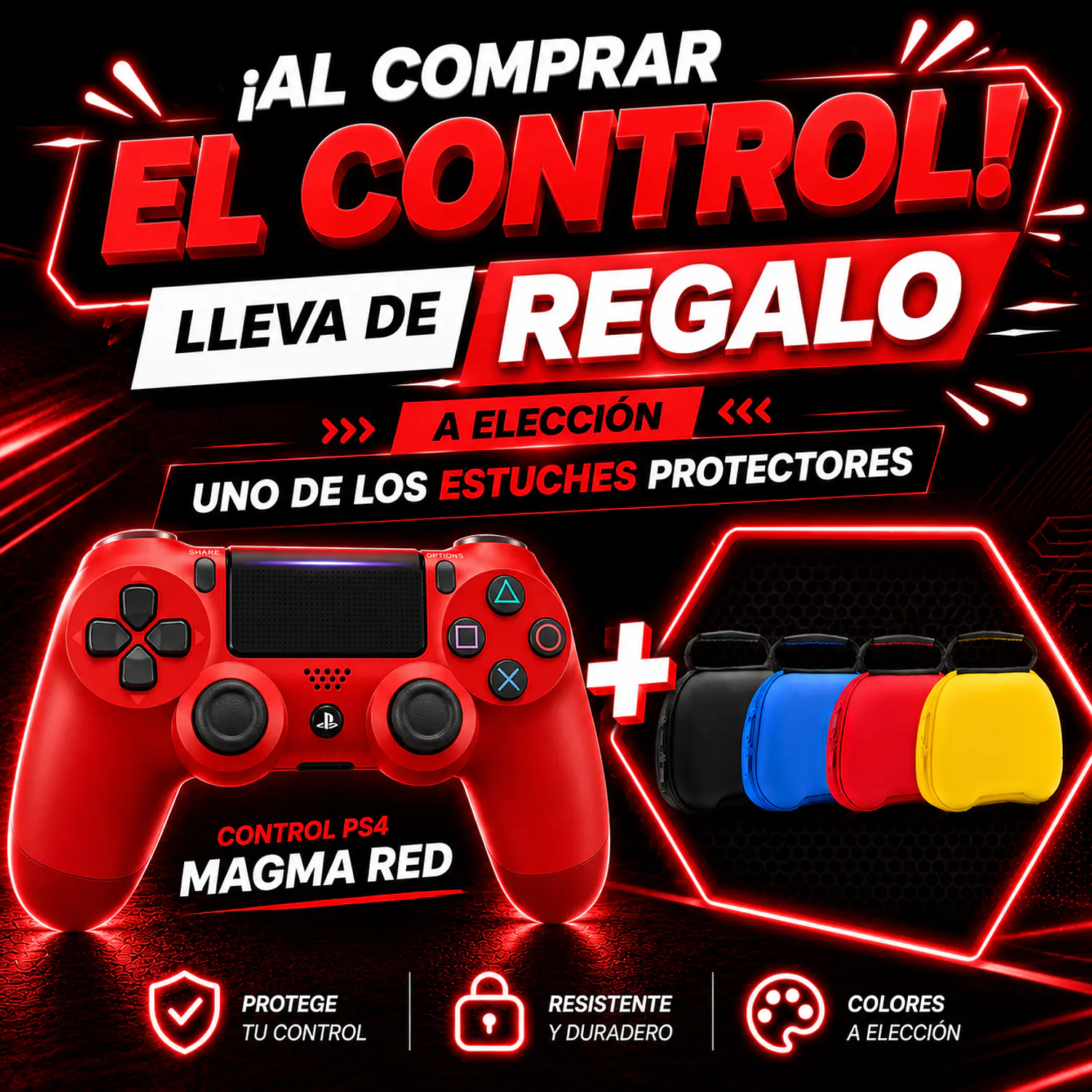Control Original Sony PS4 Dualshock 4, Color Magma Red (Open Box) 1