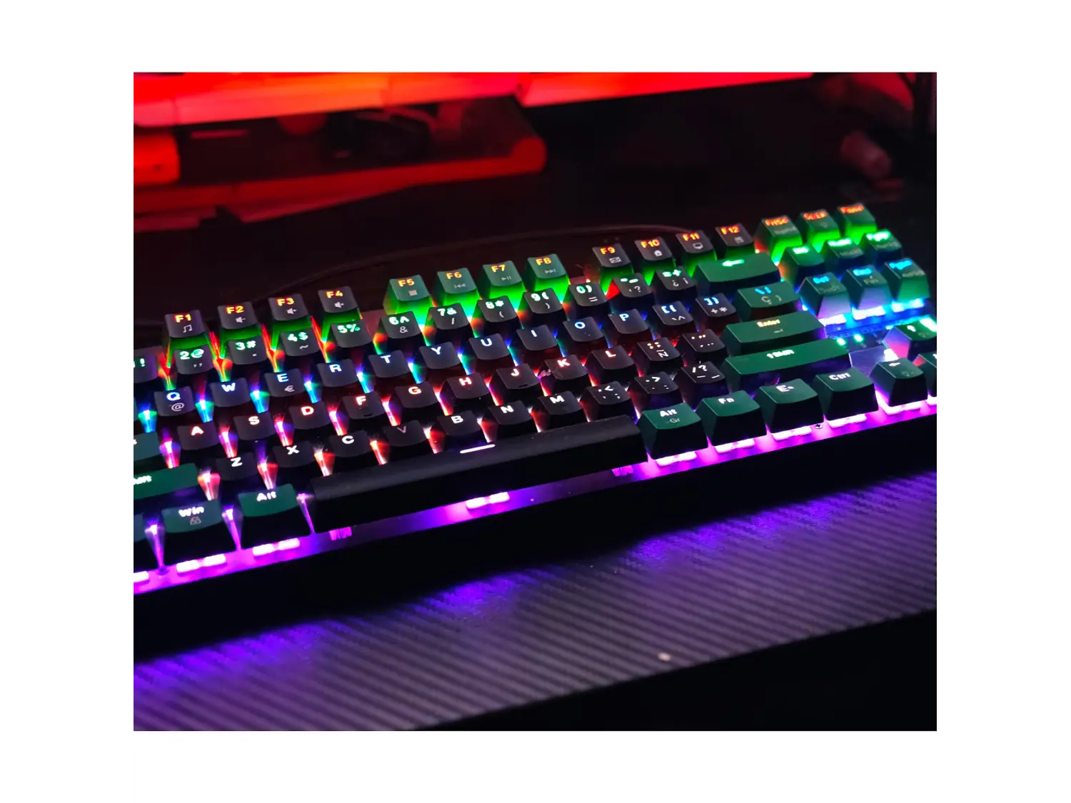Teclado Gamer Mecánico CollarWali QK87H, Color Negro, Switch Red Hot Swap 2