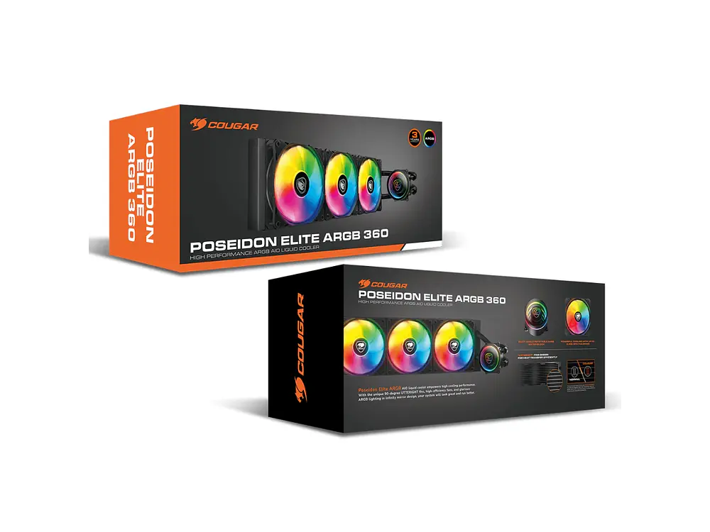 Refrigeración Líquida CPU Cougar Poseidon Elite 360 ARGB, AM5,  LGA1851, Color Negro 2