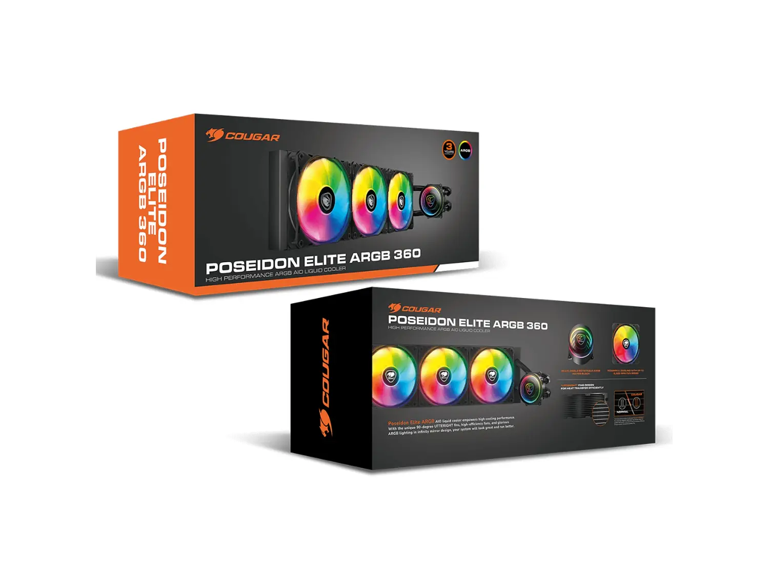 Refrigeración Líquida CPU Cougar Poseidon Elite 360 ARGB, AM5,  LGA1851, Color Negro 2