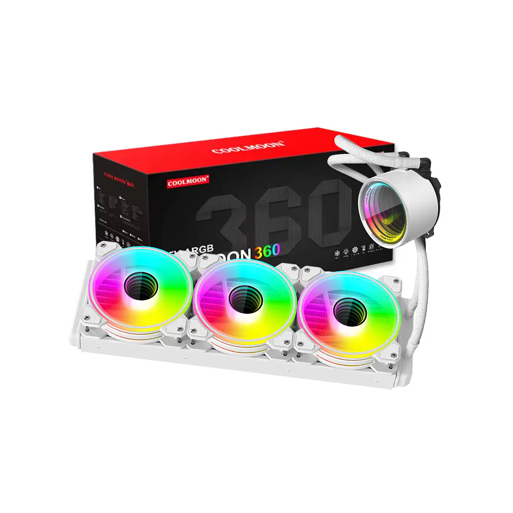 Refrigeración Liquida Coolmoon Icemoon 360 ARGB, LGA 1851, AM5, Color Blanco 4