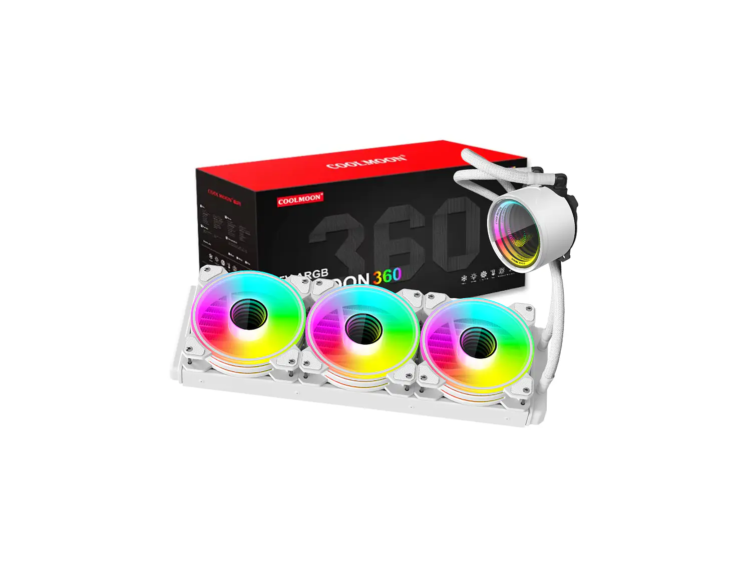 Refrigeración Liquida Coolmoon Icemoon 360 ARGB, LGA 1851, AM5, Color Blanco 4