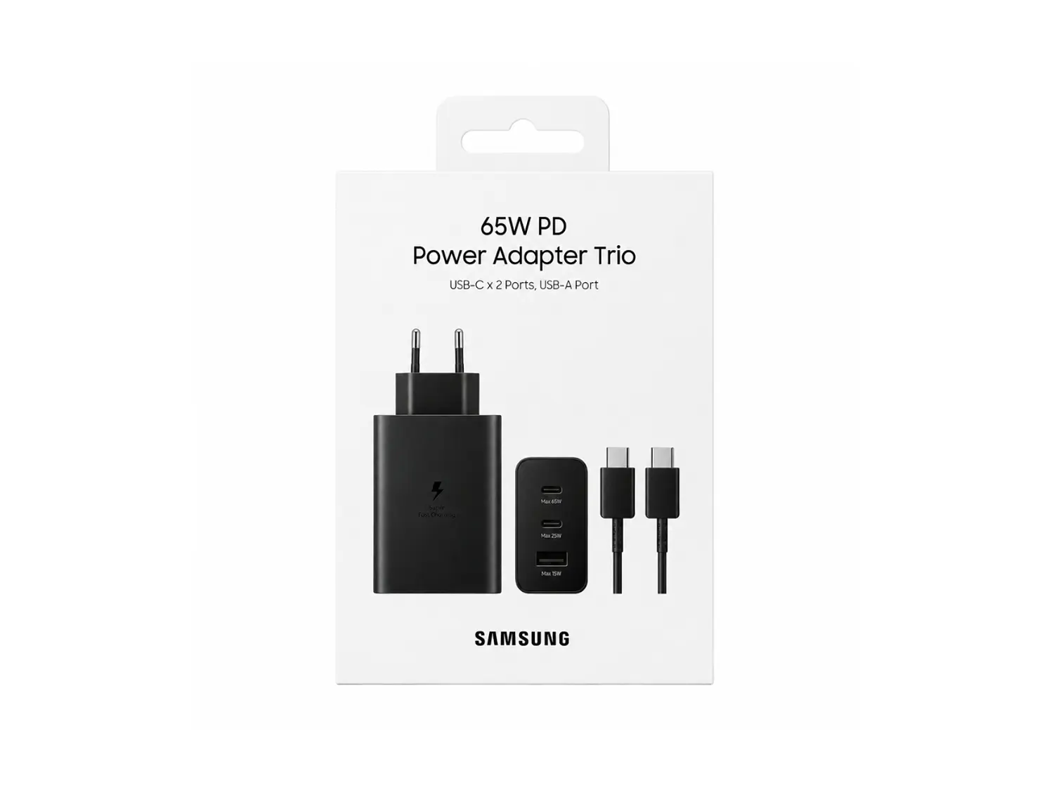 Cargador Samsung 65w con Cable + Cable USB-C a USB-C, Color Negro 1