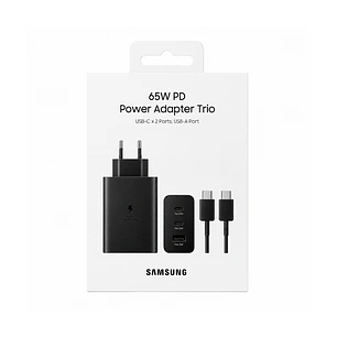 Cargador Samsung 65w con Cable + Cable USB-C a USB-C, Color Negro
