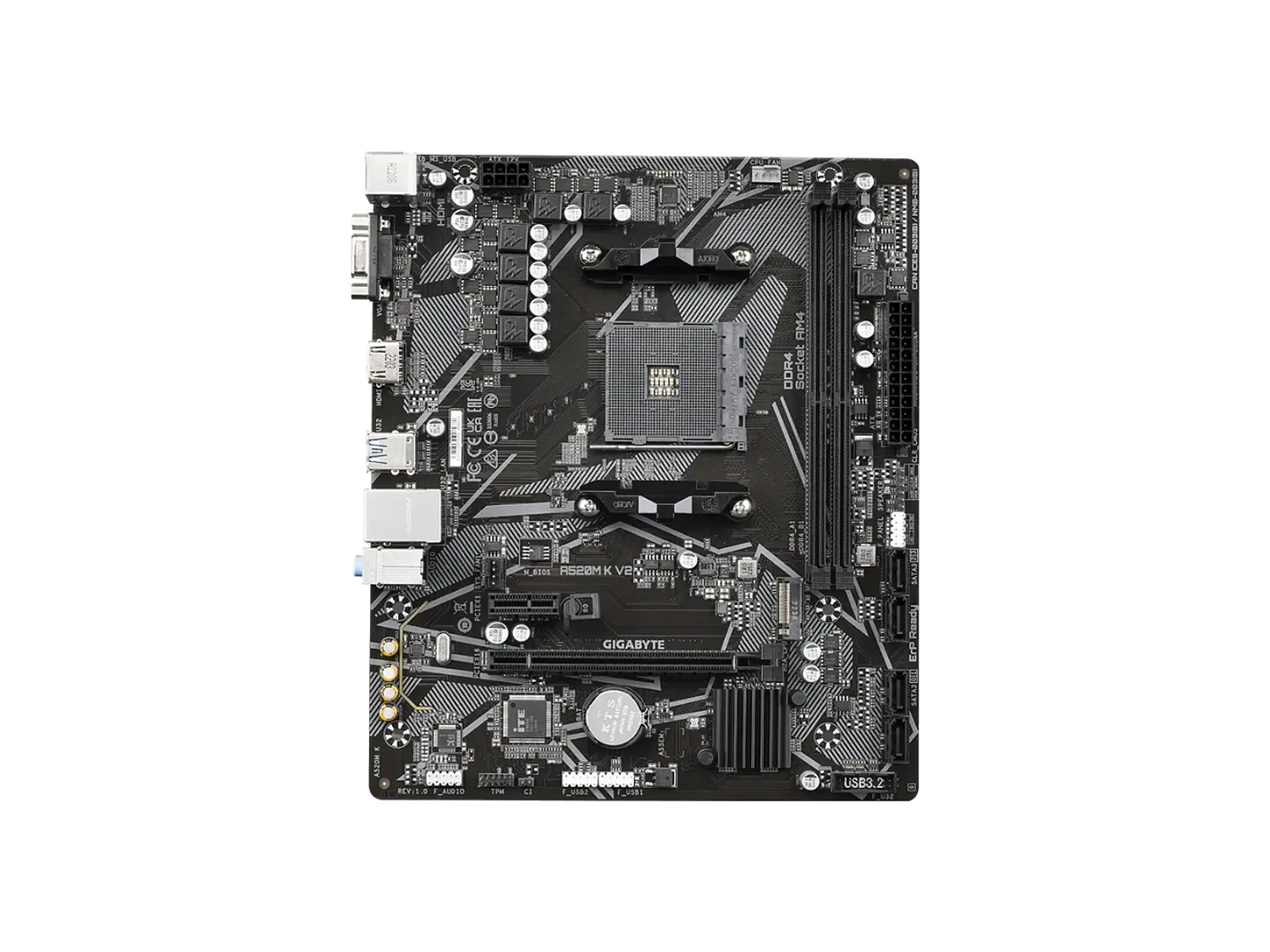 Placa Madre AMD Gigabyte A520M K V2 AMD, DDR4 2