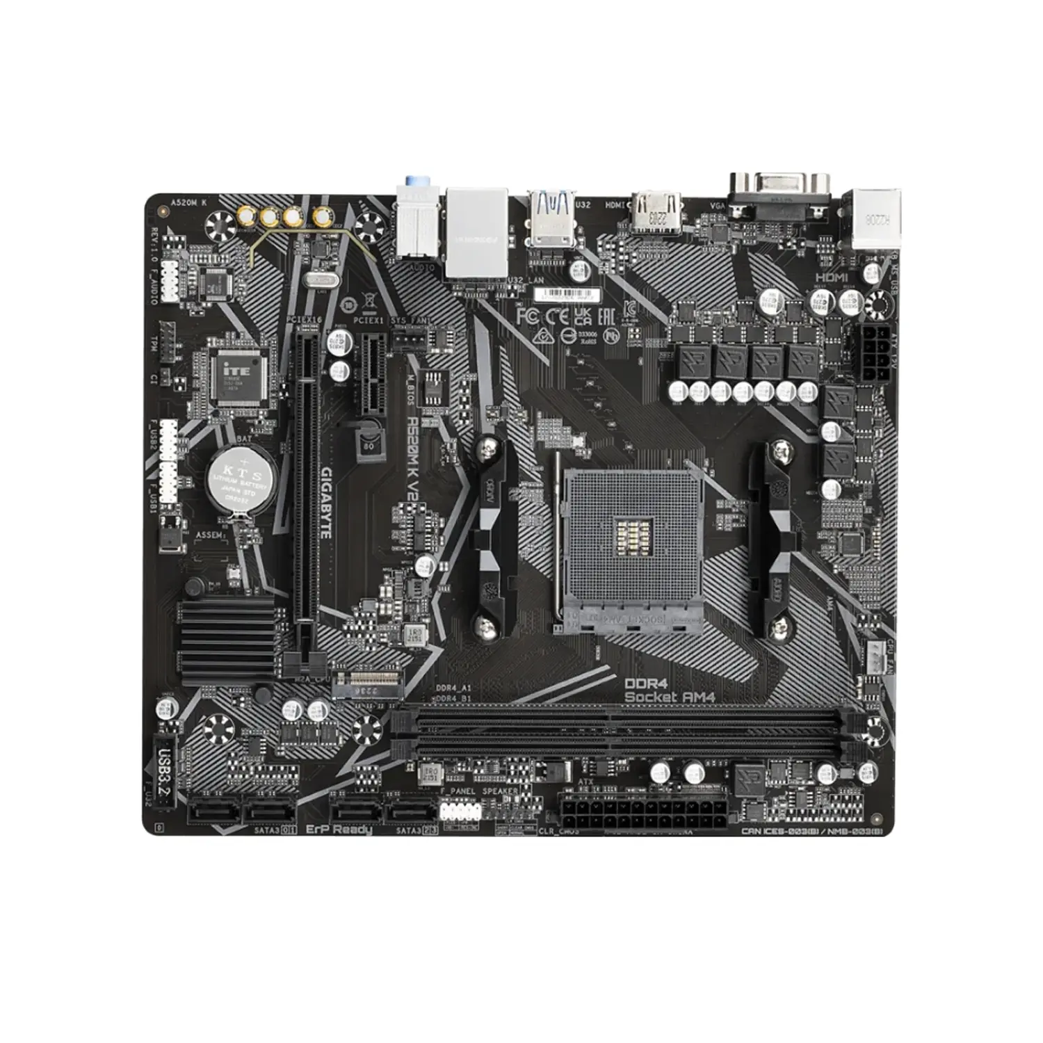 Placa Madre AMD Gigabyte A520M K V2 AMD, DDR4 4