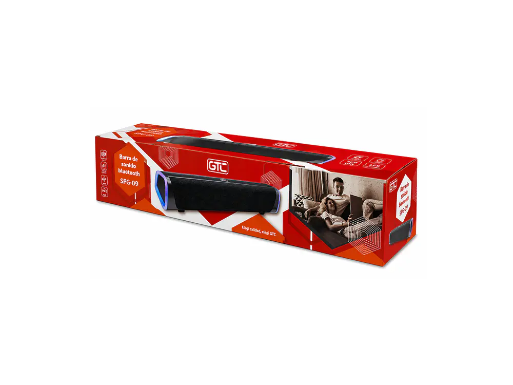 Parlante Soundbar GTC Bluetooth SPG-019, 5W x 2, USB + Jack 3.5 3