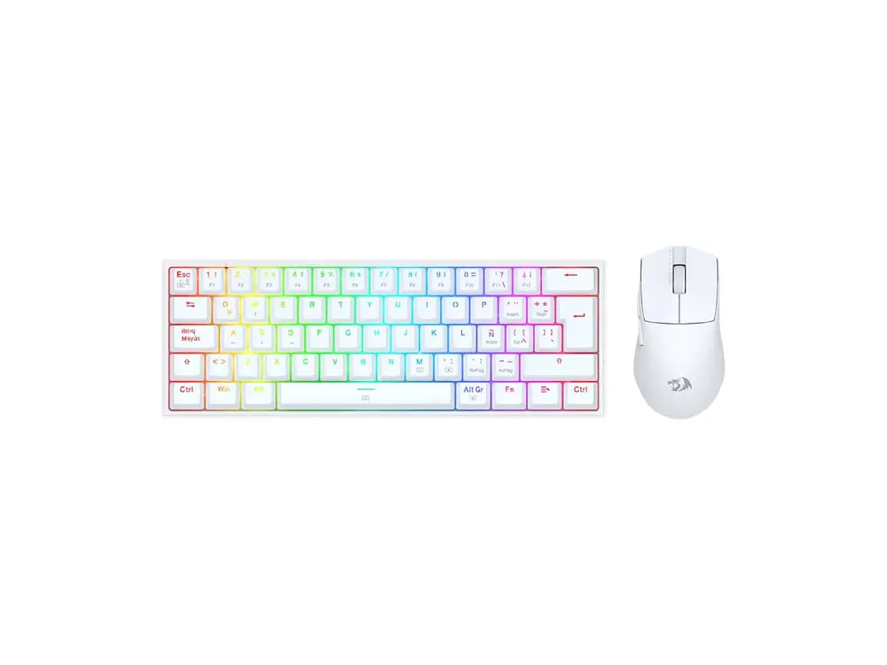 Kit Gamer Redragon S143W K617RGB 60% Español (ES) + Mouse M724 Blanco 1