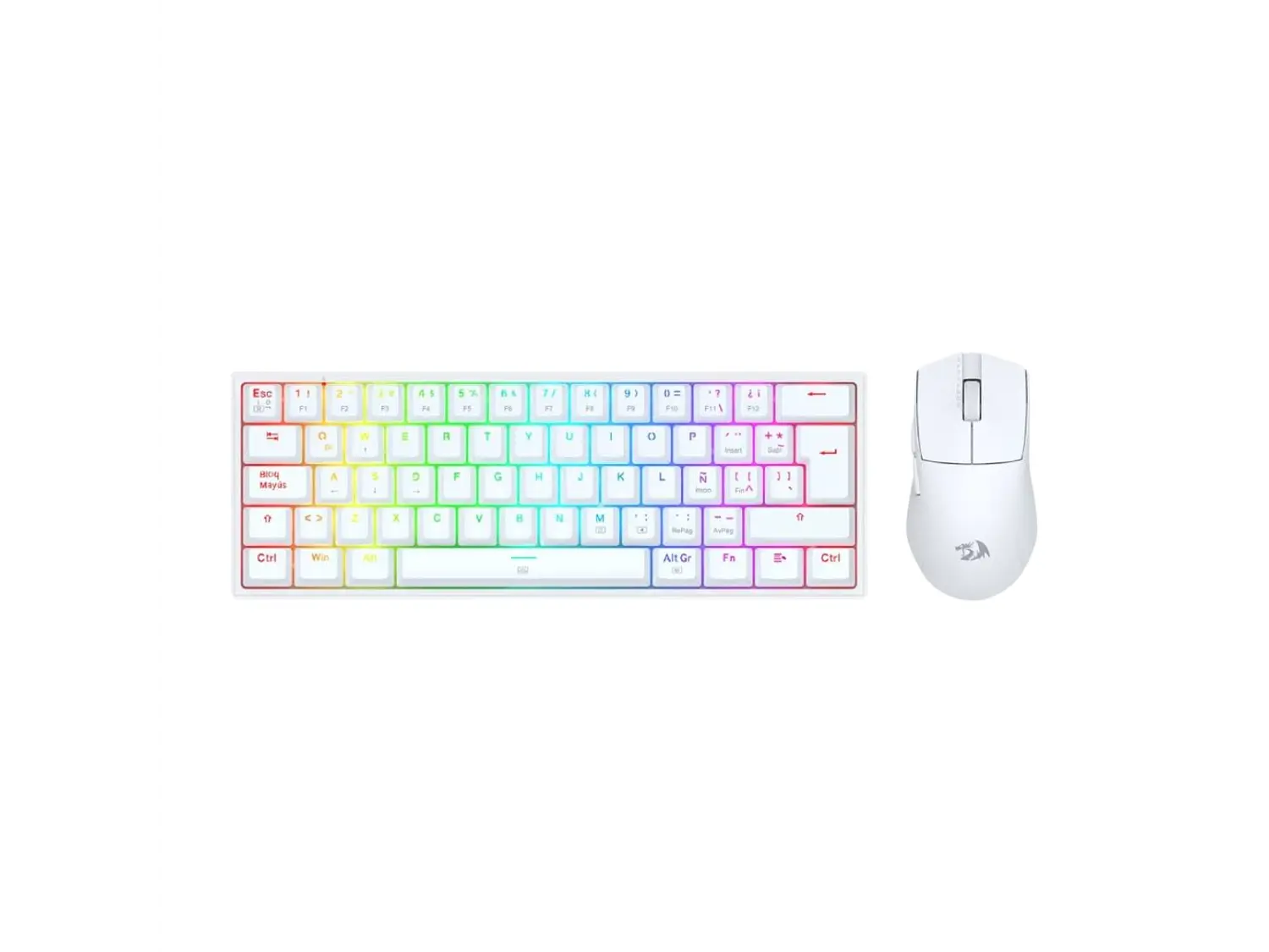 Kit Gamer Redragon S143W K617RGB 60% Español (ES) + Mouse M724 Blanco 1