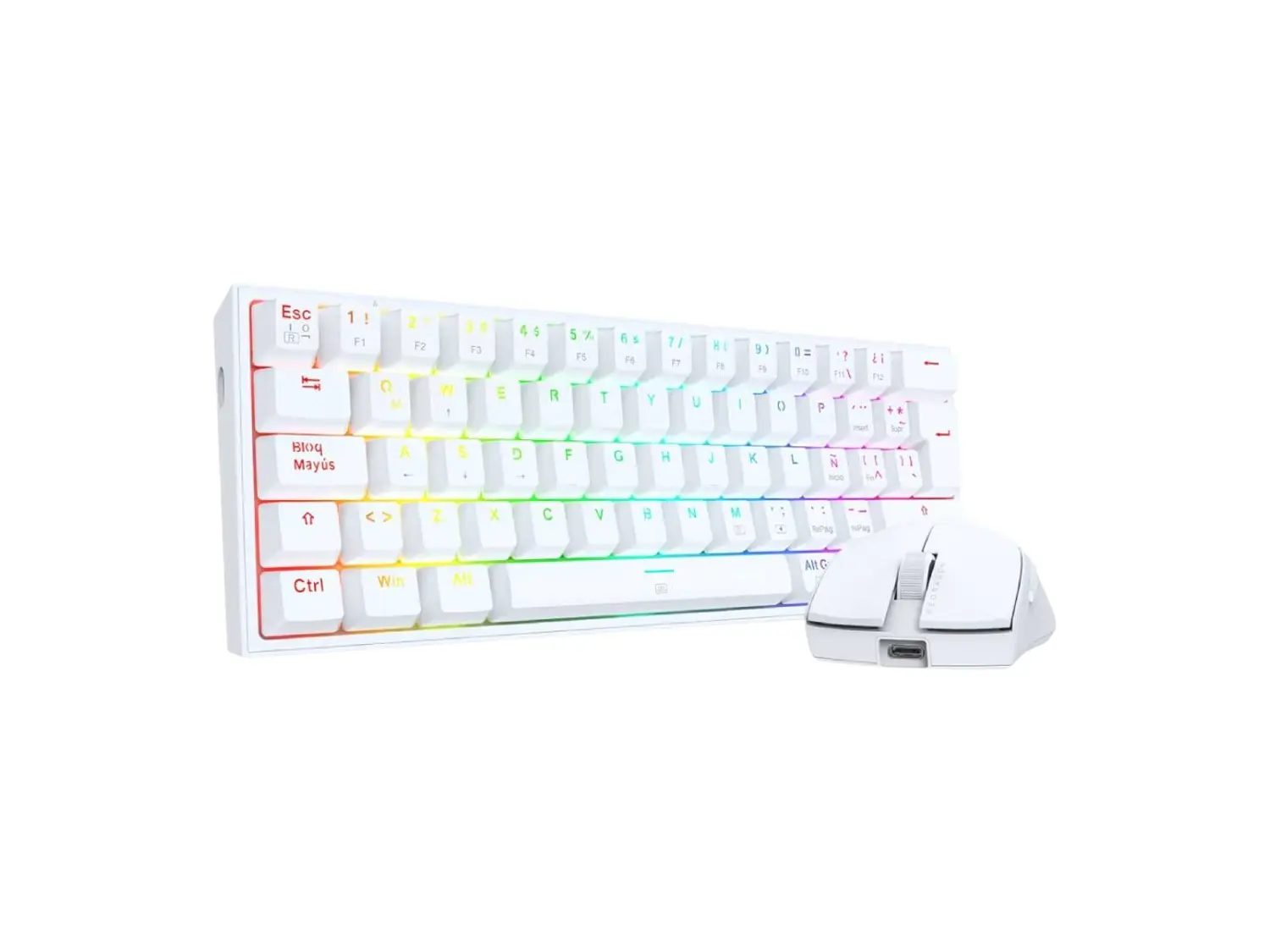 Kit Gamer Redragon S143W K617RGB 60% Español (ES) + Mouse M724 Blanco 2