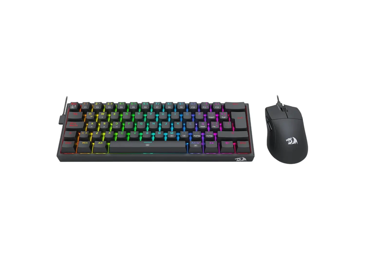 Kit Gamer Redragon S143W K617RGB 60% Español (ES) + Mouse M724 Negro 1