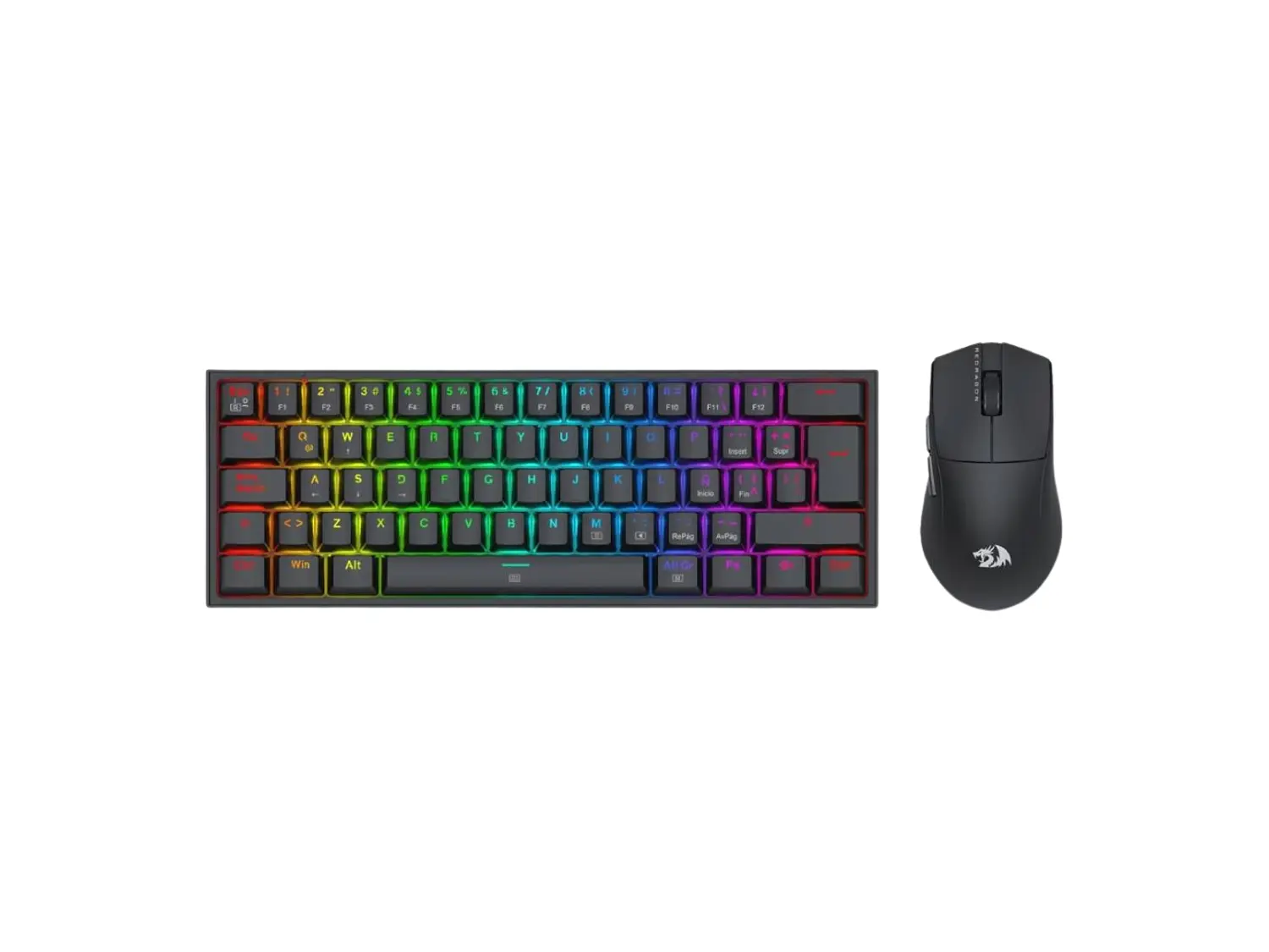 Kit Gamer Redragon S143W K617RGB 60% Español (ES) + Mouse M724 Negro 2