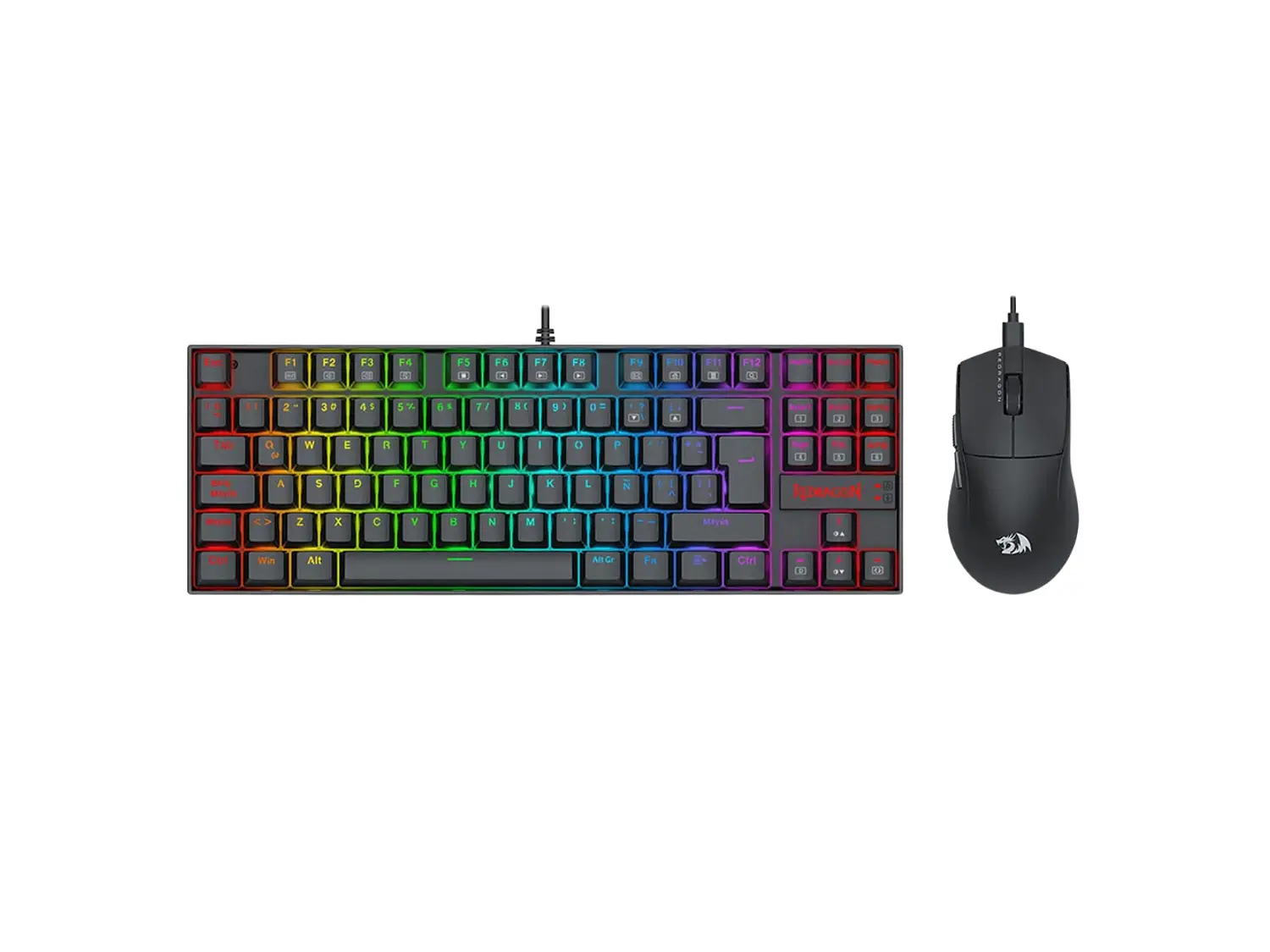 Kit Gamer Redragon S145 Kumara K552 RGB 80% Español (ES) + Mouse KING M724 Pixart 3327 Negro 2