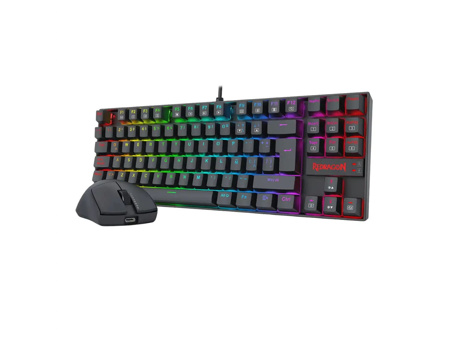 Kit Gamer Redragon S145 Kumara K552 RGB 80% Español (ES) + Mouse KING M724 Pixart 3327 Negro 3