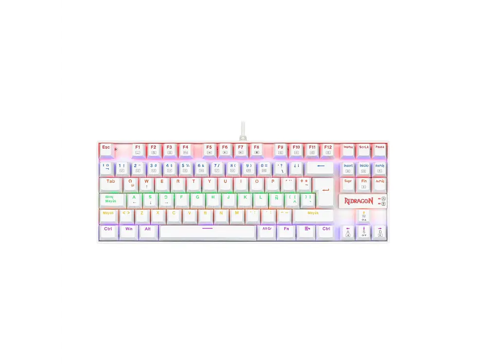 Teclado Gamer Mecánico Redragon Kumara K552W, Rainbow, Color Blanco, Español 1