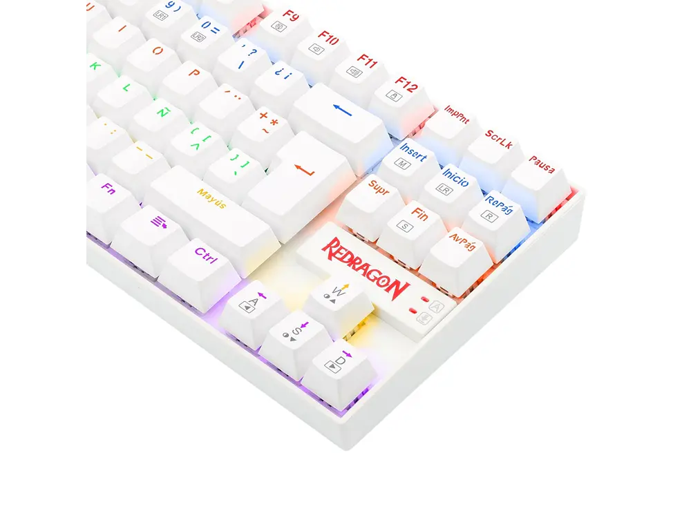 Teclado Gamer Mecánico Redragon Kumara K552W, Rainbow, Color Blanco, Español 3