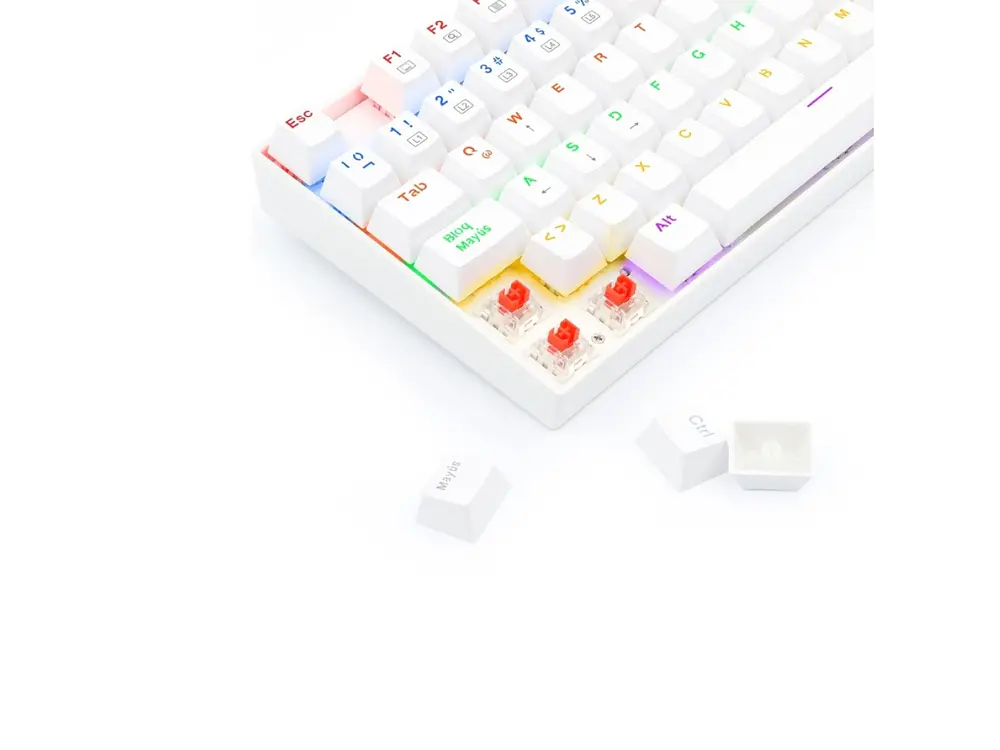 Teclado Gamer Mecánico Redragon Kumara K552W, Rainbow, Color Blanco, Español 4