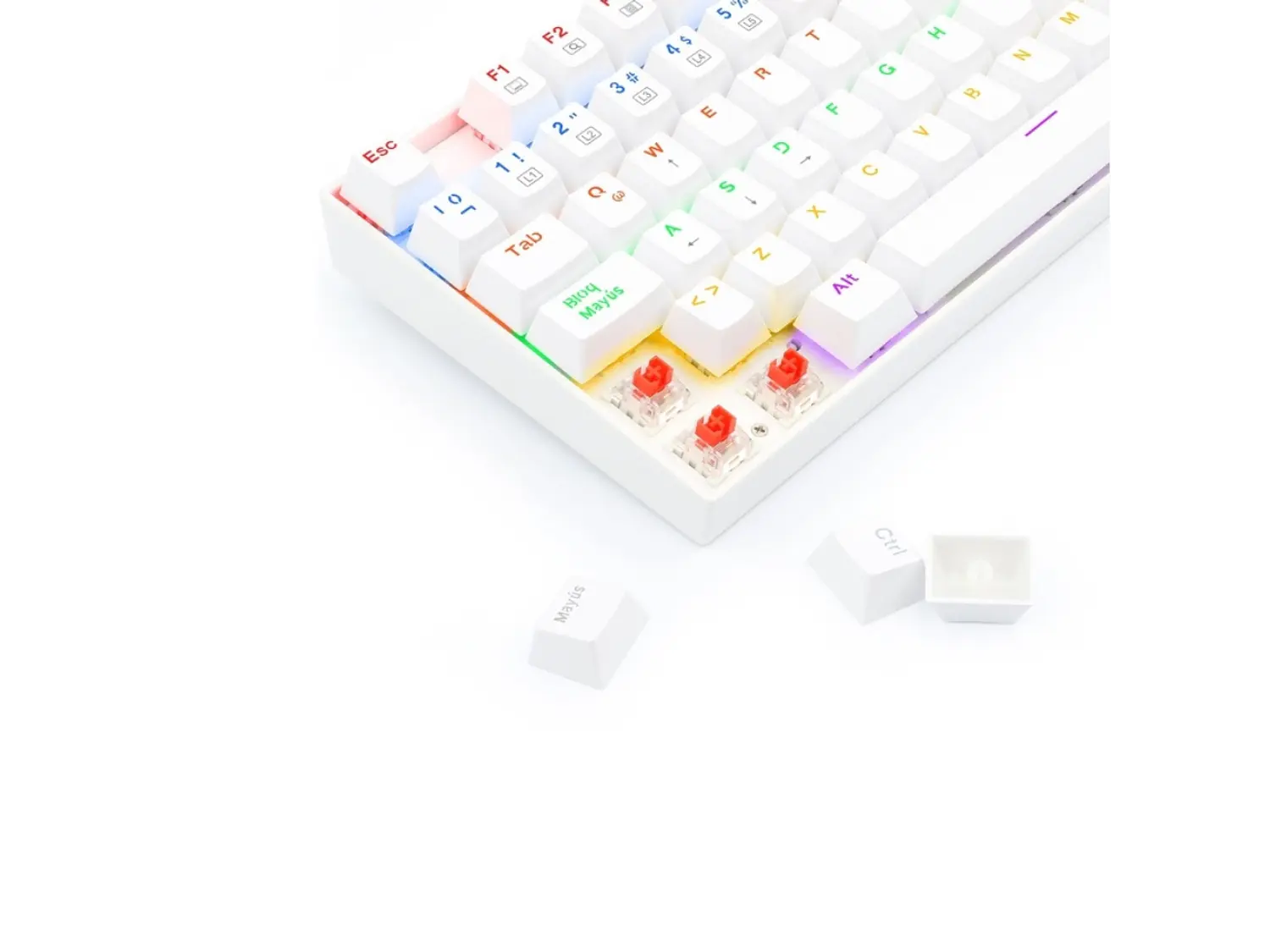 Teclado Gamer Mecánico Redragon Kumara K552W, Rainbow, Color Blanco, Español 4