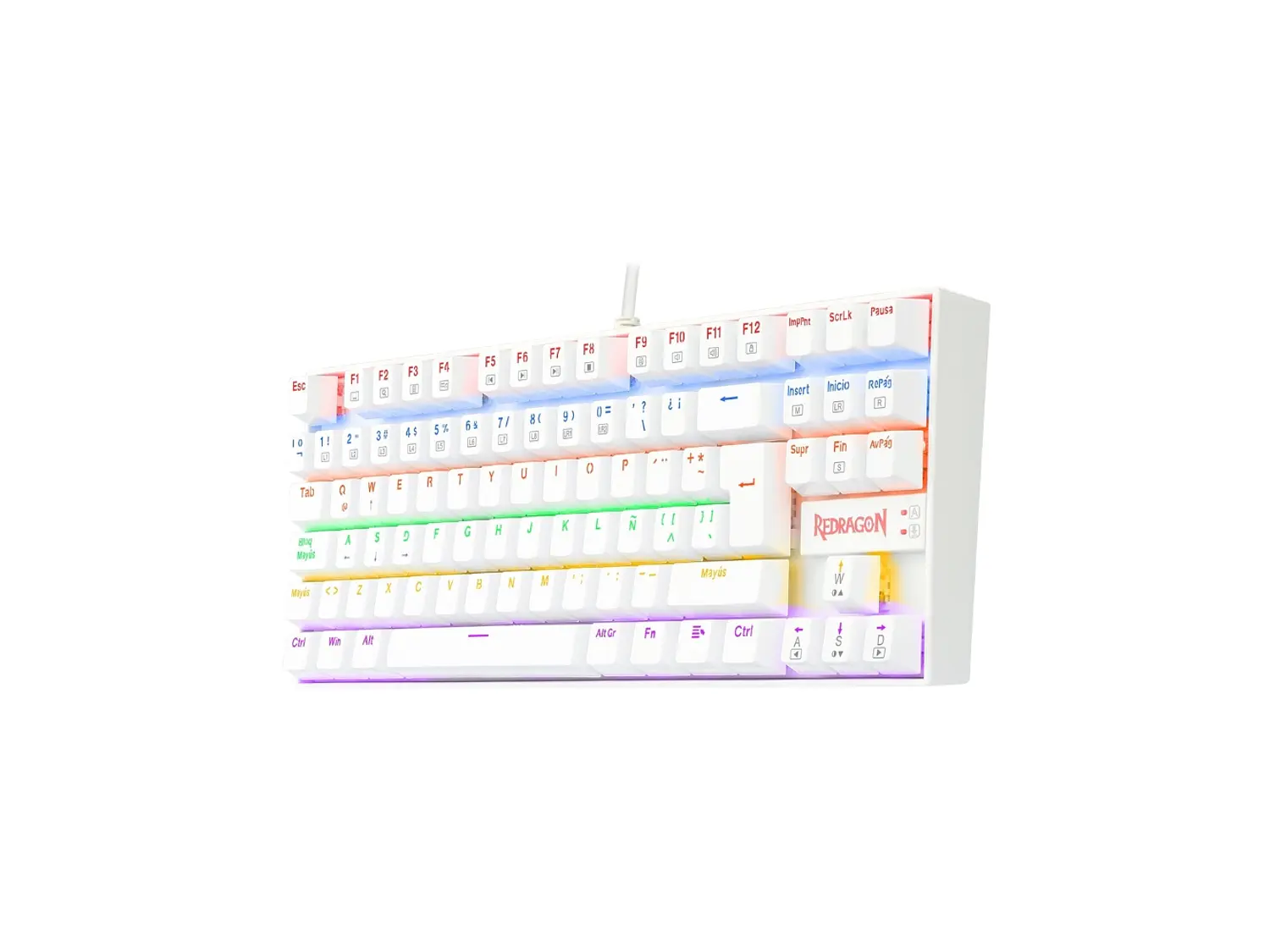 Teclado Gamer Mecánico Redragon Kumara K552W, Rainbow, Color Blanco, Español 2