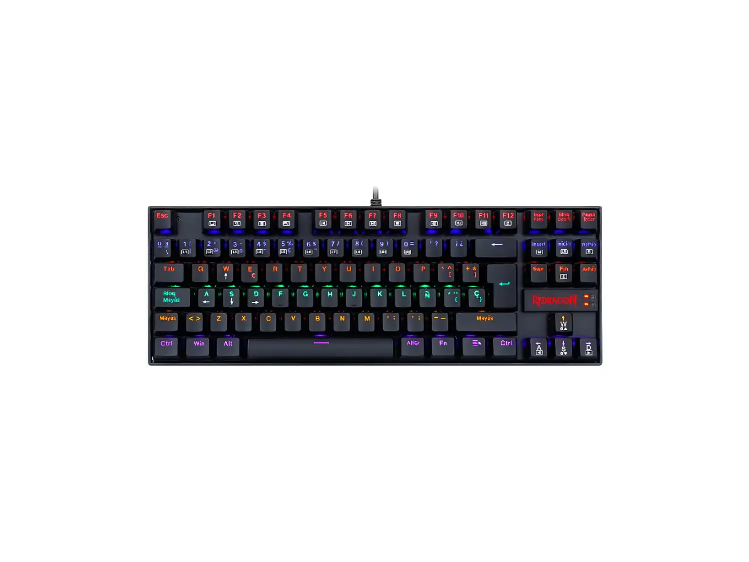 Teclado Gamer Mecánico Redragon Kumara K552, Rainbow, Color Negro, Español 1