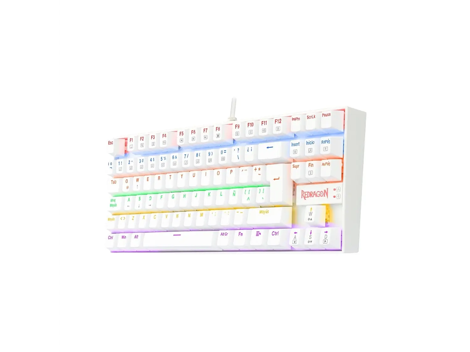 Teclado Gamer Mecánico Redragon Kumara K552W-RGB, Color Blanco, Español 2