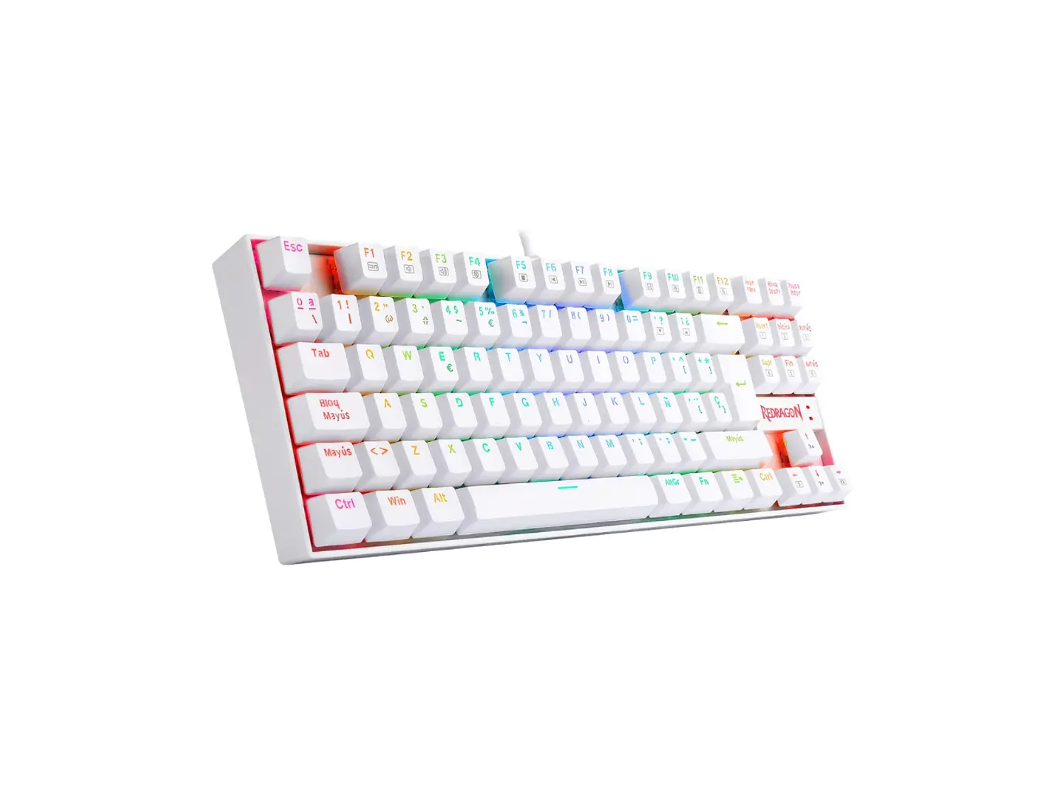 Teclado Gamer Mecánico Redragon Kumara K552W-RGB, Color Blanco, Español 3